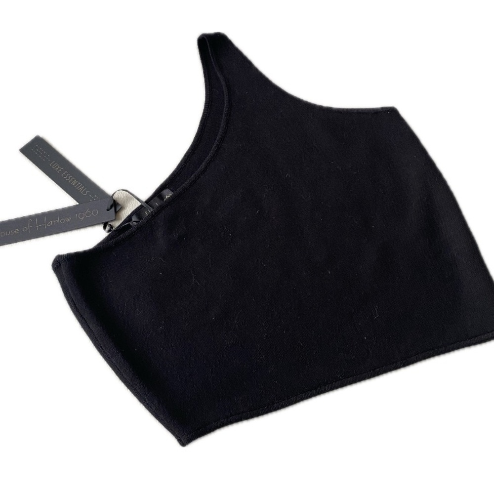 House Of Harlow 1960 Black bandeau crop top 1 strap - Picture 2 of 6